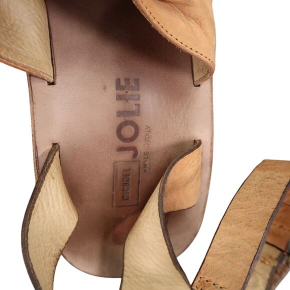Michael Jolie Shoes Womens 40.5 Heel Sandals Leather Fashion Ankle Strap Brown - Picture 10 of 16